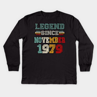 44 Years Old Legend Since November 1979 44th Birthday Kids Long Sleeve T-Shirt